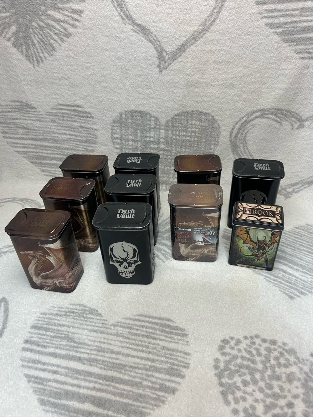 Lot Of 9 Ultra Pro Nesting Metal Deck Vaults 1 Sealed And 1 Rook Steal Box
